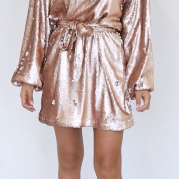 Pink Lilly Rose Gold Mini Sequin. Dress - Picture 2 of 5